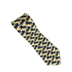 Countess Mara Mens‎ Motorcycle Silk Tie Yellow Blue Novelty Biker Designer 57x4